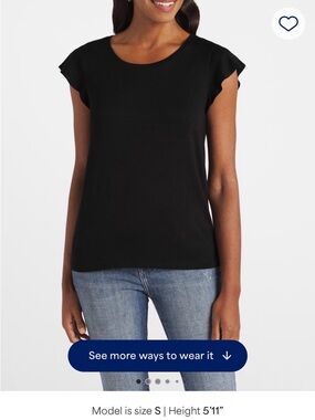 Market & Spruce Black Cap Sleeve Scoop Neck Tee